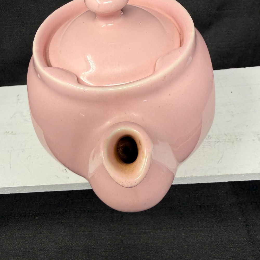 Vintage Hall Boston Flat-Sides 12 oz Pink Teapot USA Rare With Lid - Picture 4 of 10